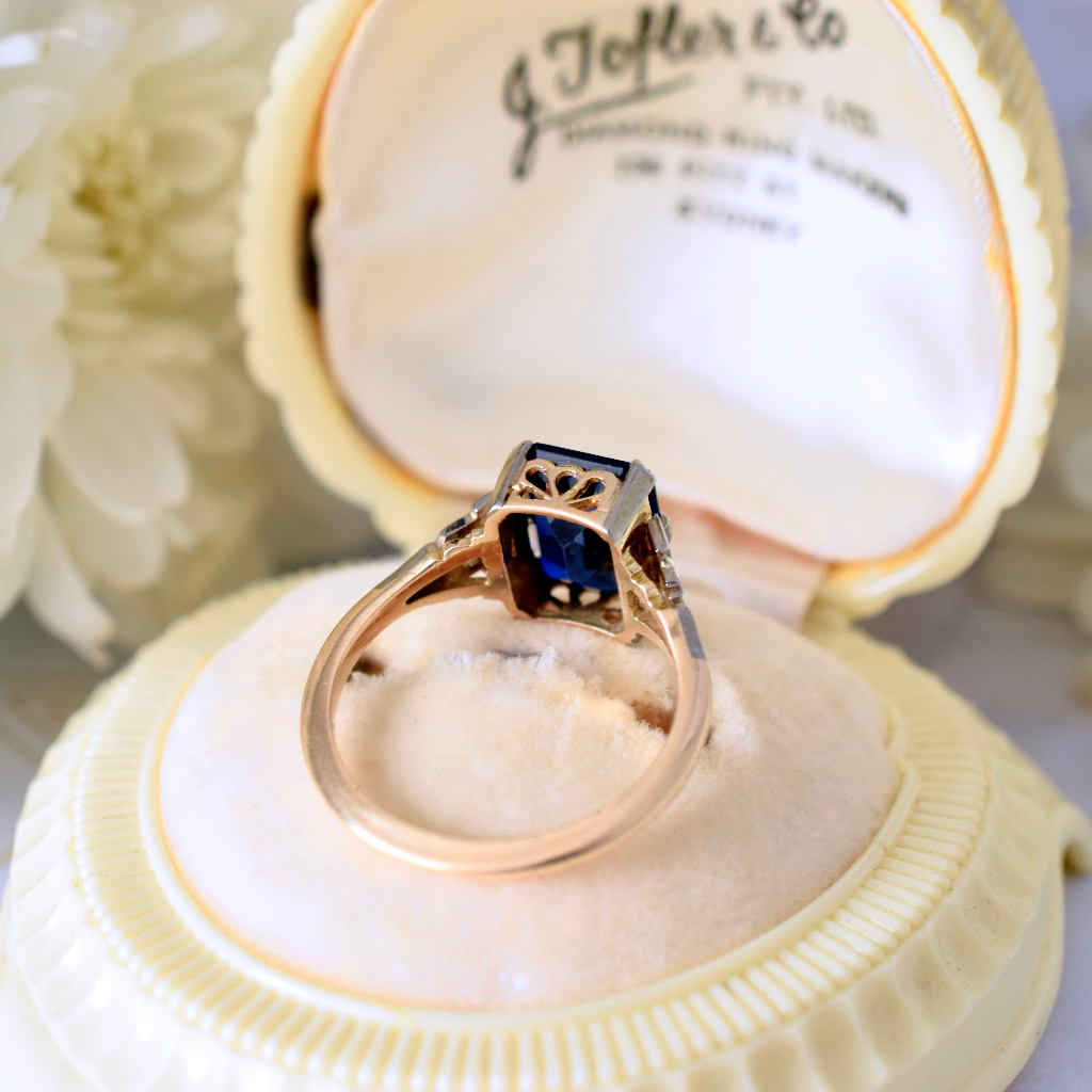 Vintage 18ct Yellow Gold Lab Sapphire Ring Circa 1940’s