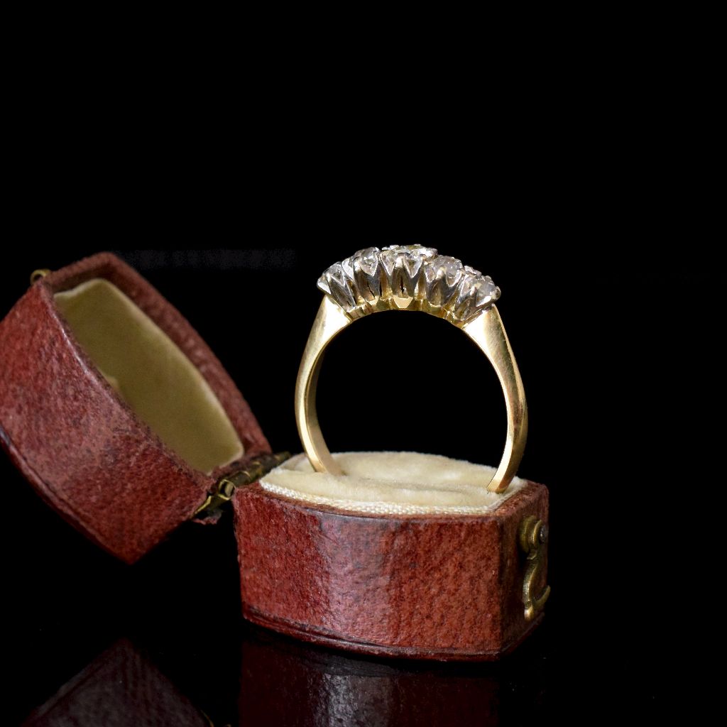 Vintage 18ct Yellow Gold Five Stone Diamond Ring TDW 0.64ct