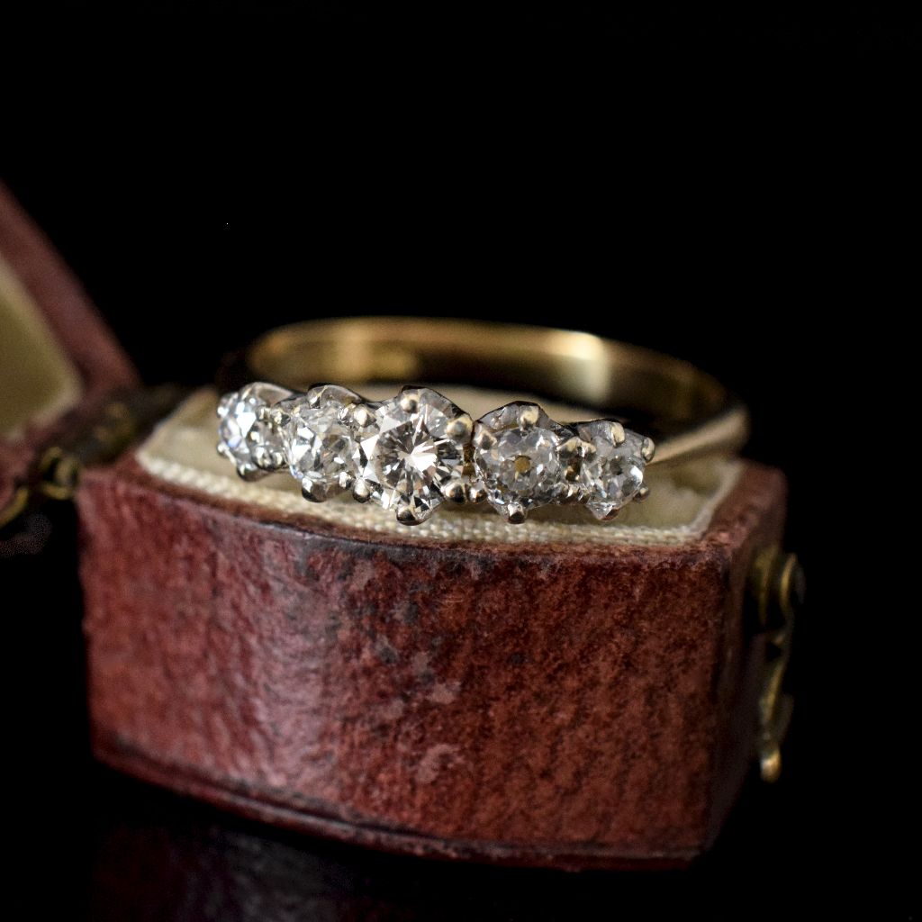 Vintage 18ct Yellow Gold Five Stone Diamond Ring TDW 0.64ct