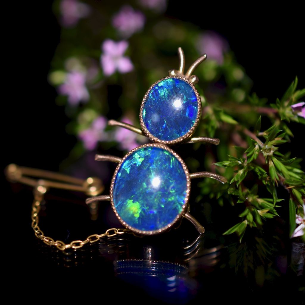 Opulent Opal Triplet 14ct Yellow Gold 'Beetle' Brooch Independent Valuation Included $2260.00 AUD