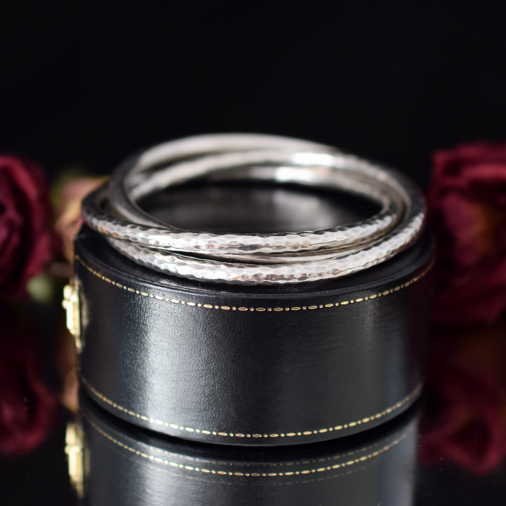 Vintage Sterling Silver Heavy ‘Hammered’ Russian Wedding Bangle