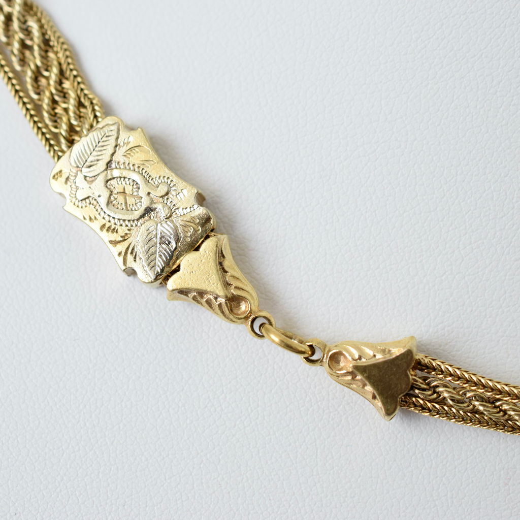 Antique Victorian Sterling Silver Albertina Tassel Necklace Circa 1880
