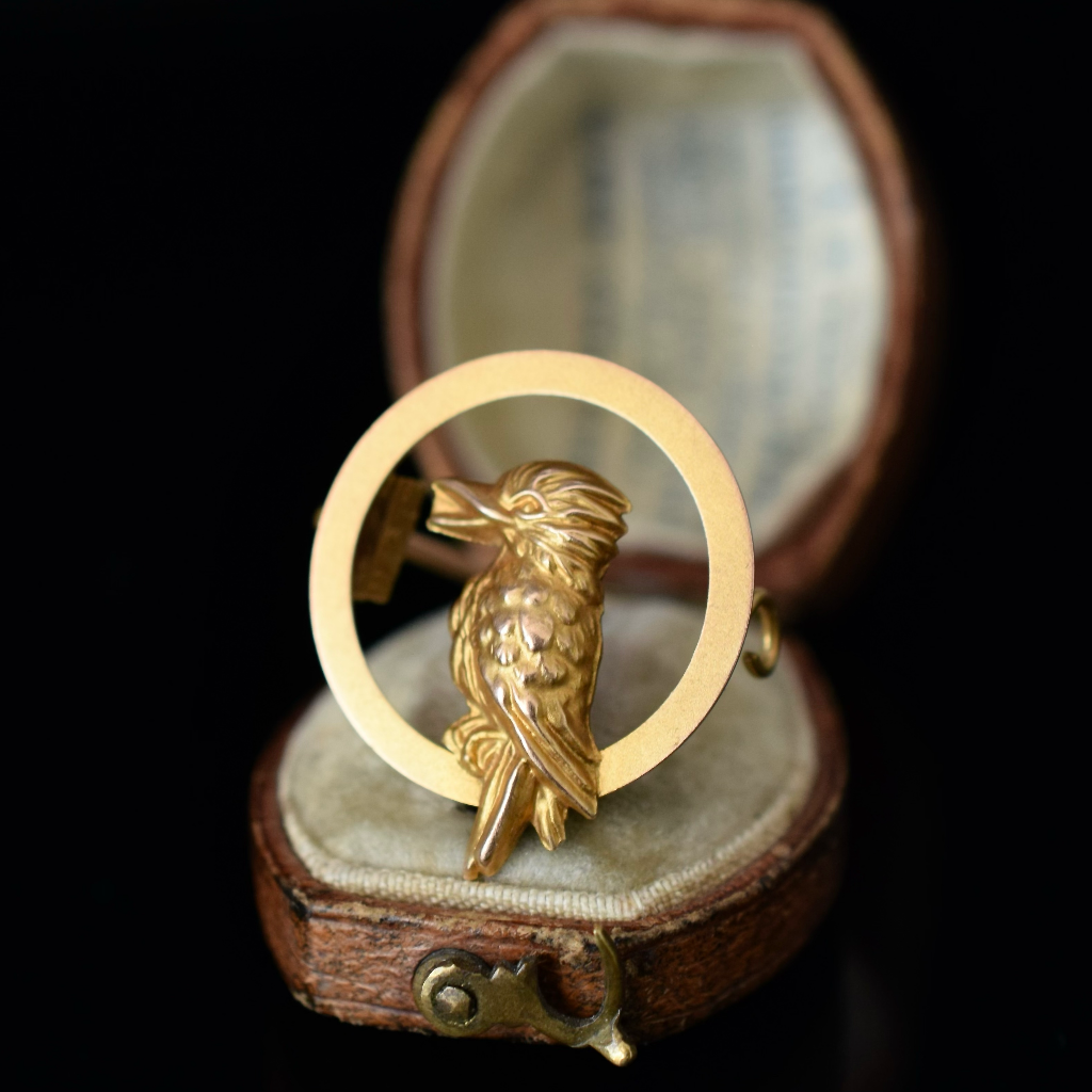 Antique Australian 9ct Rose Gold ‘Kookaburra’ Brooch By Willis and Sons circa 1905