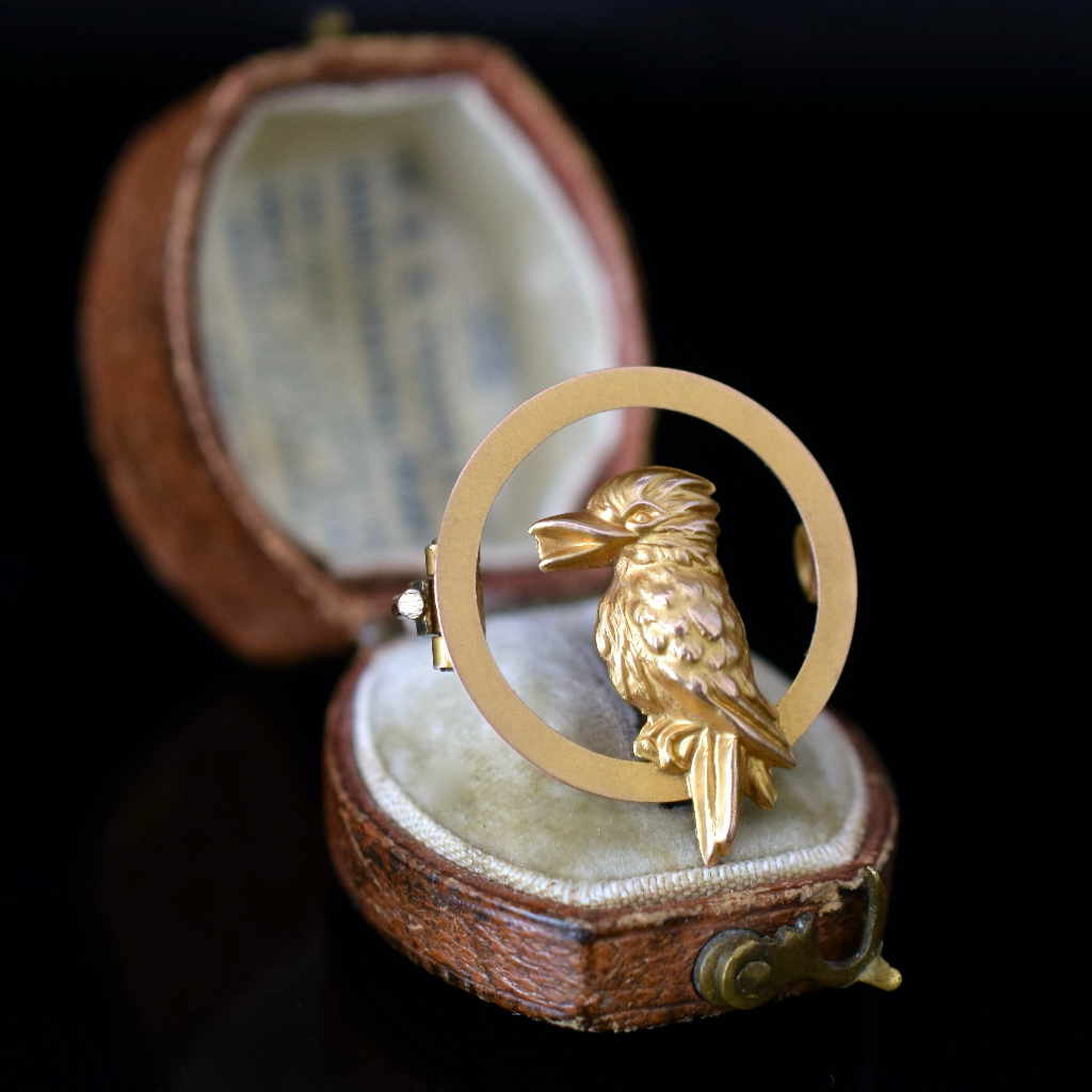 Antique Australian 9ct Rose Gold ‘Kookaburra’ Brooch By Willis and Sons circa 1905