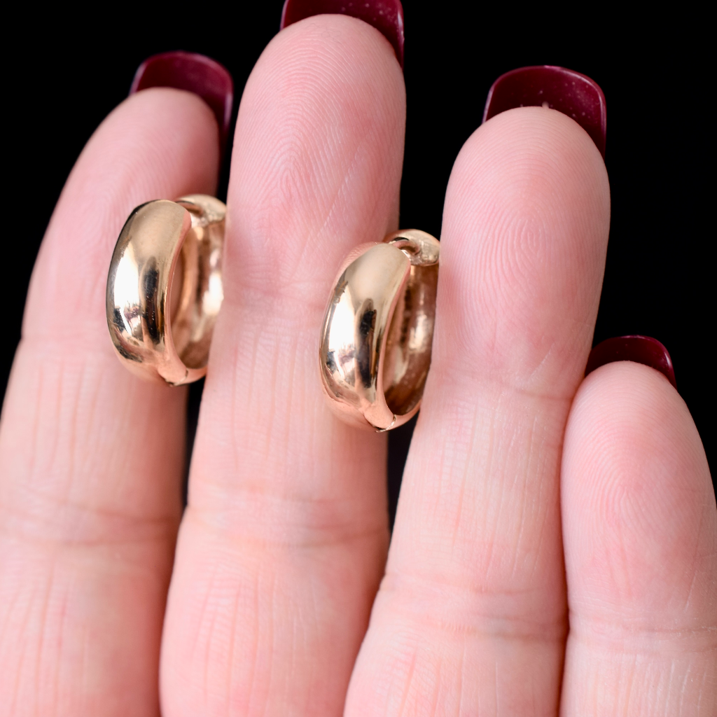Modern 9ct Rose Gold ‘Huggie’ Hoop Earrings