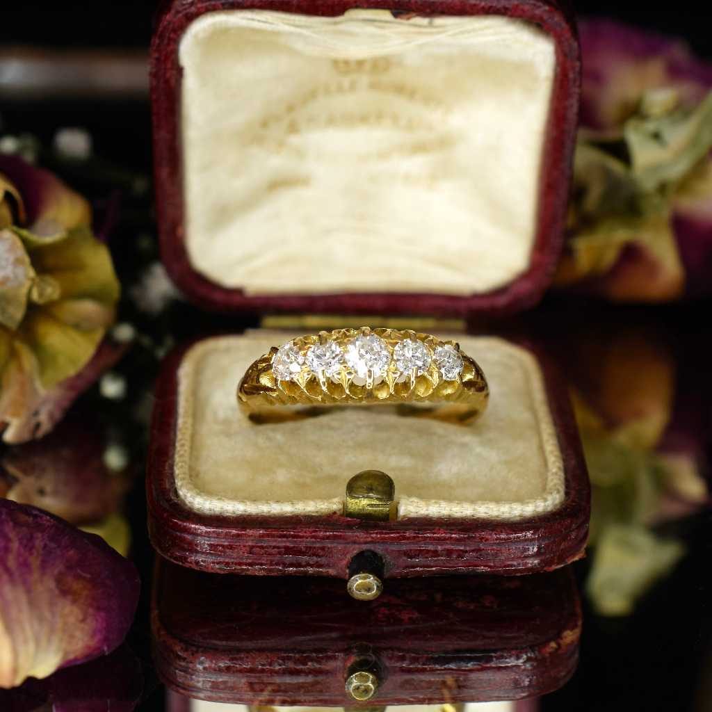 Antique 18ct Yellow Gold Five Stone Diamond Ring Circa 1900 Independent Insurance Valuation Included With Purchase $4500.00 AUD