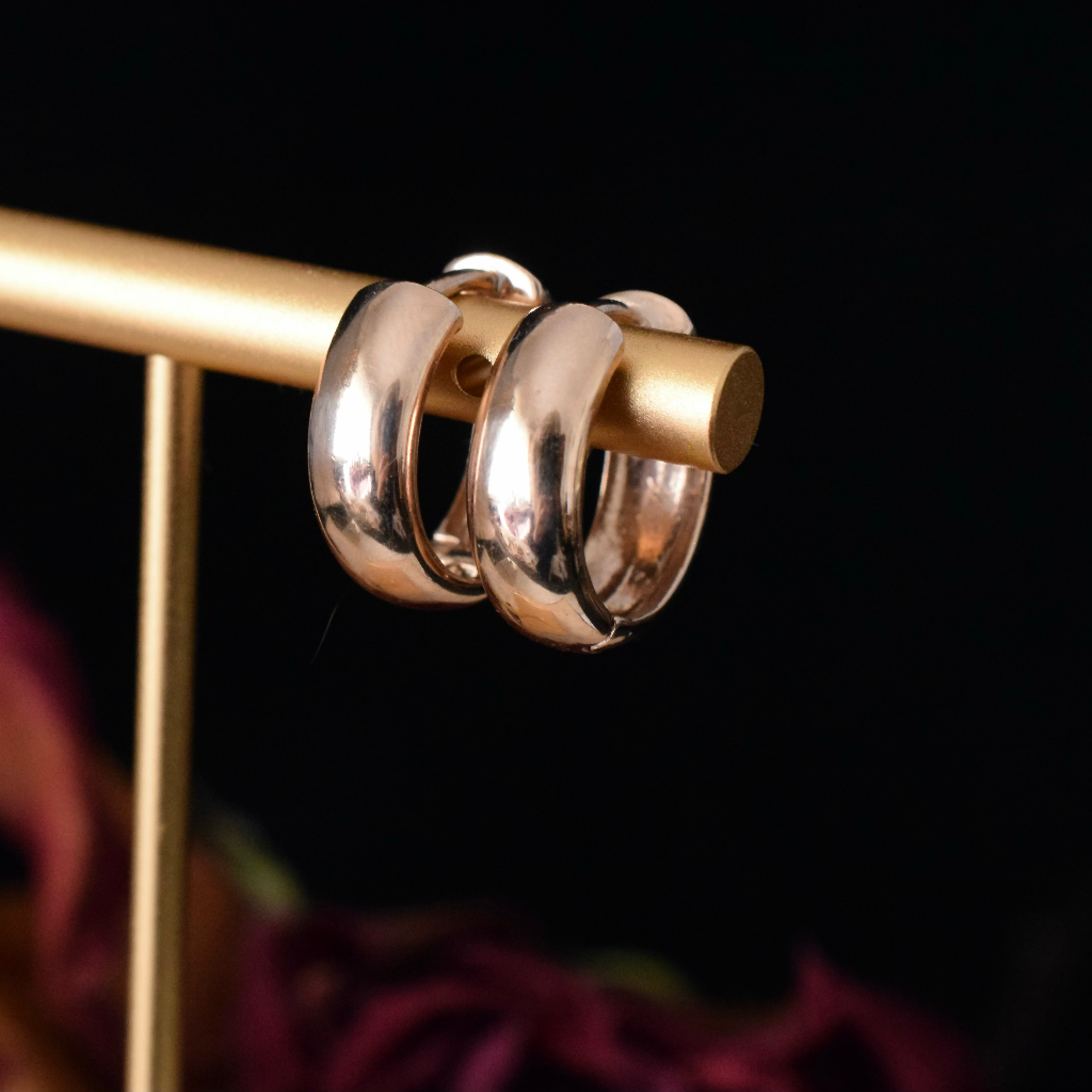 Modern 9ct Rose Gold ‘Huggie’ Hoop Earrings
