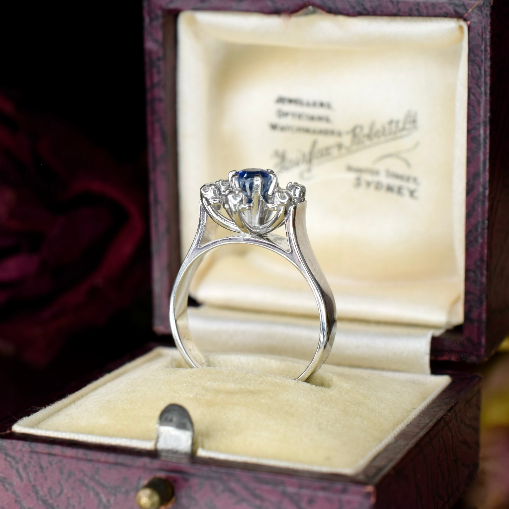 Modern 18ct White Gold Sapphire And Diamond ‘Daisy’ Ring