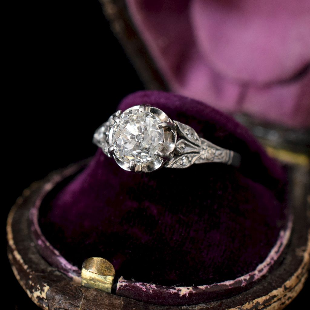 Antique Edwardian 1.05ct Diamond And Platinum Ring (Included in purchase Independent Valuation for - $6000)