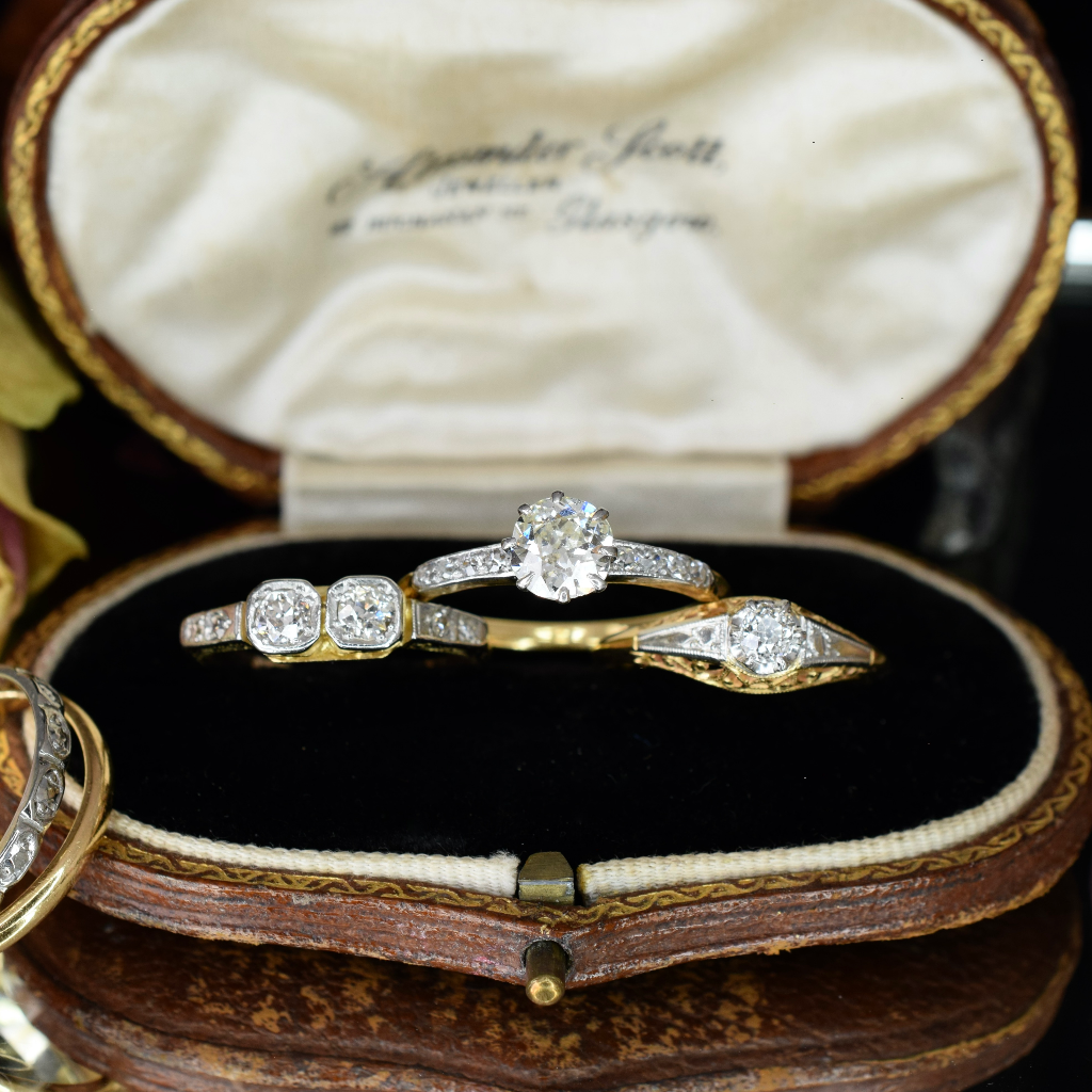 Antique Art Deco 18ct Yellow Gold And Platinum Diamond ‘Toi et Moi’ Ring circa 1935