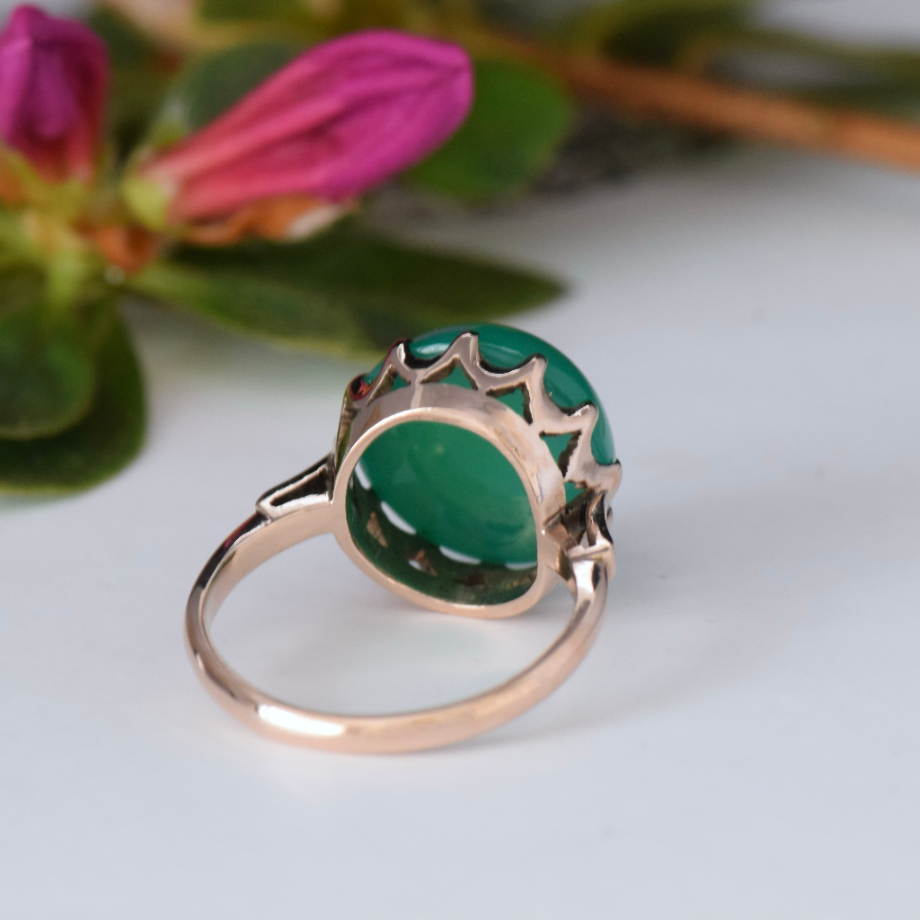 Vintage 9ct Rose Gold Green Quartz Ring