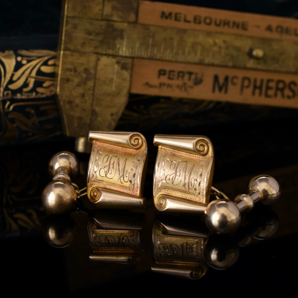Antique Australian 9ct Rose Gold ‘Willis and Sons’ Cufflinks Circa 1910-1920