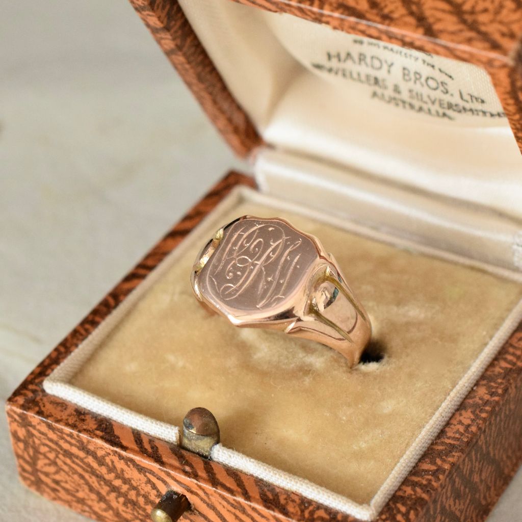 Antique Australian 15ct Rose Gold Signet Ring Circa 1925