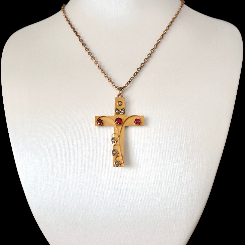 Antique Australian Art Nouveau/Edwardian 9ct Rose Gold Crucifix By Willis And Sons Circa 1905