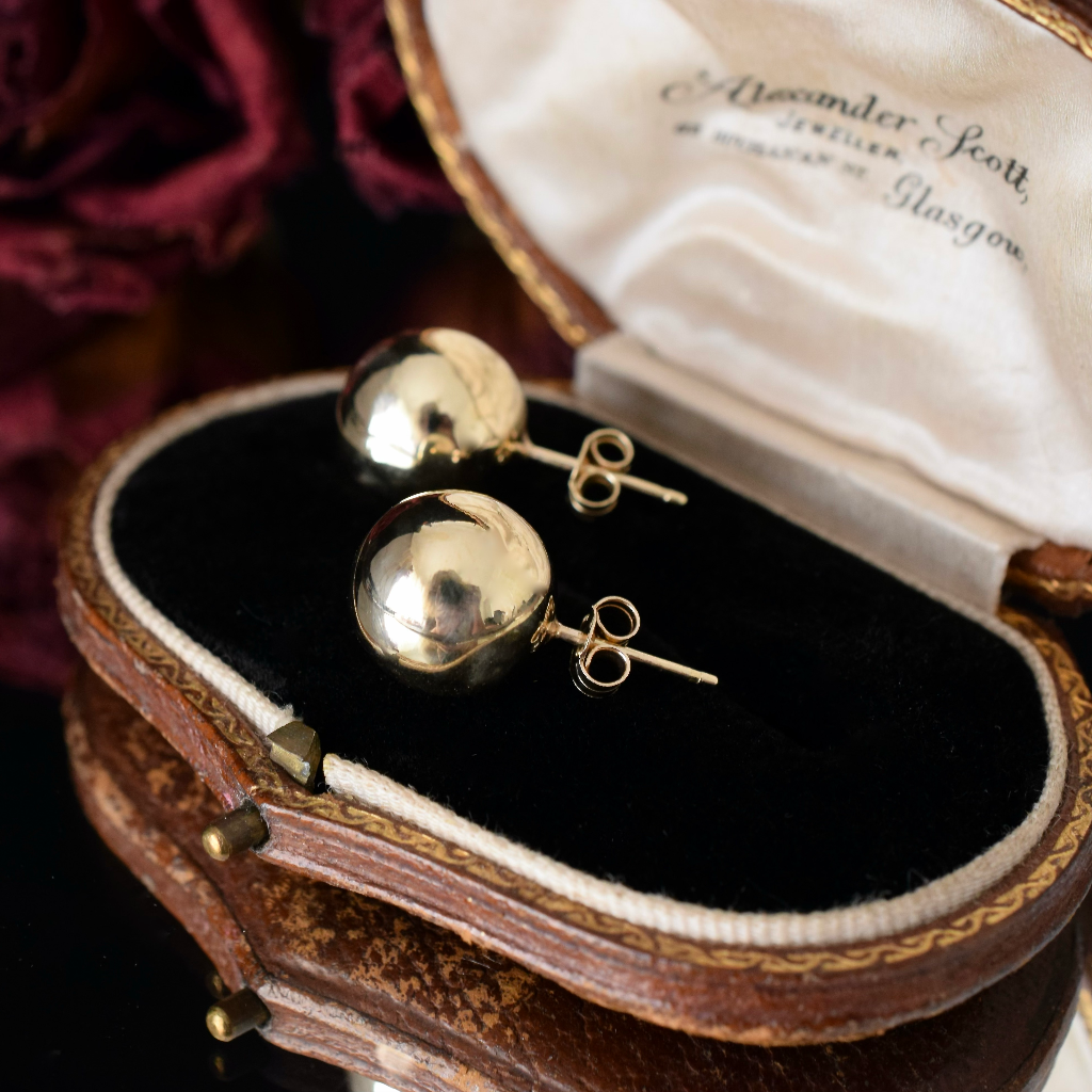 Modern Large 9ct Yellow Gold ‘Ball’ Earrings
