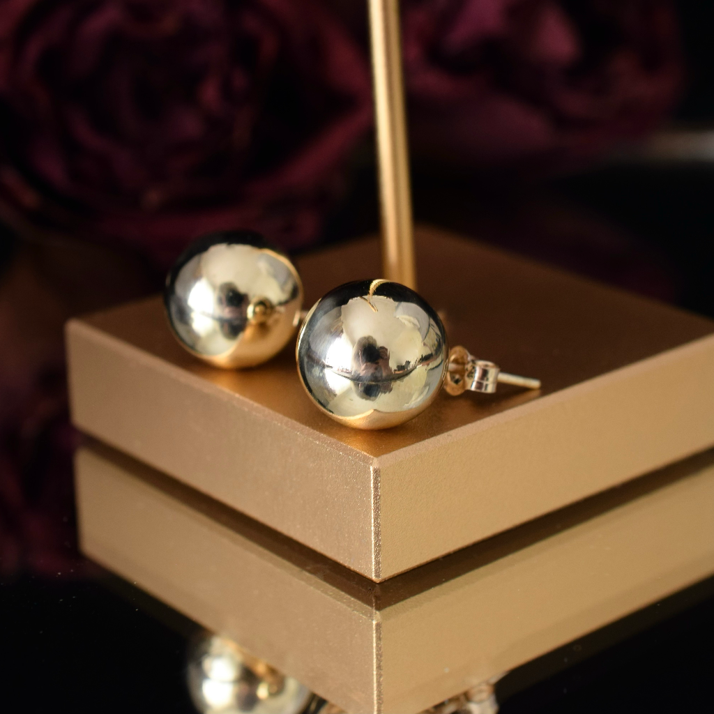Modern Large 9ct Yellow Gold ‘Ball’ Earrings