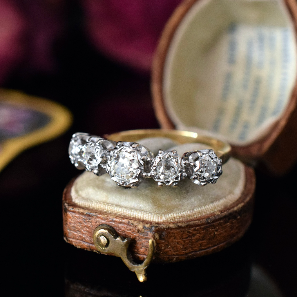 Antique/Vintage 18ct Yellow Gold And Palladium Diamond Half Hoop Ring Independent Valuation Included In Purchase For $3600 AUD