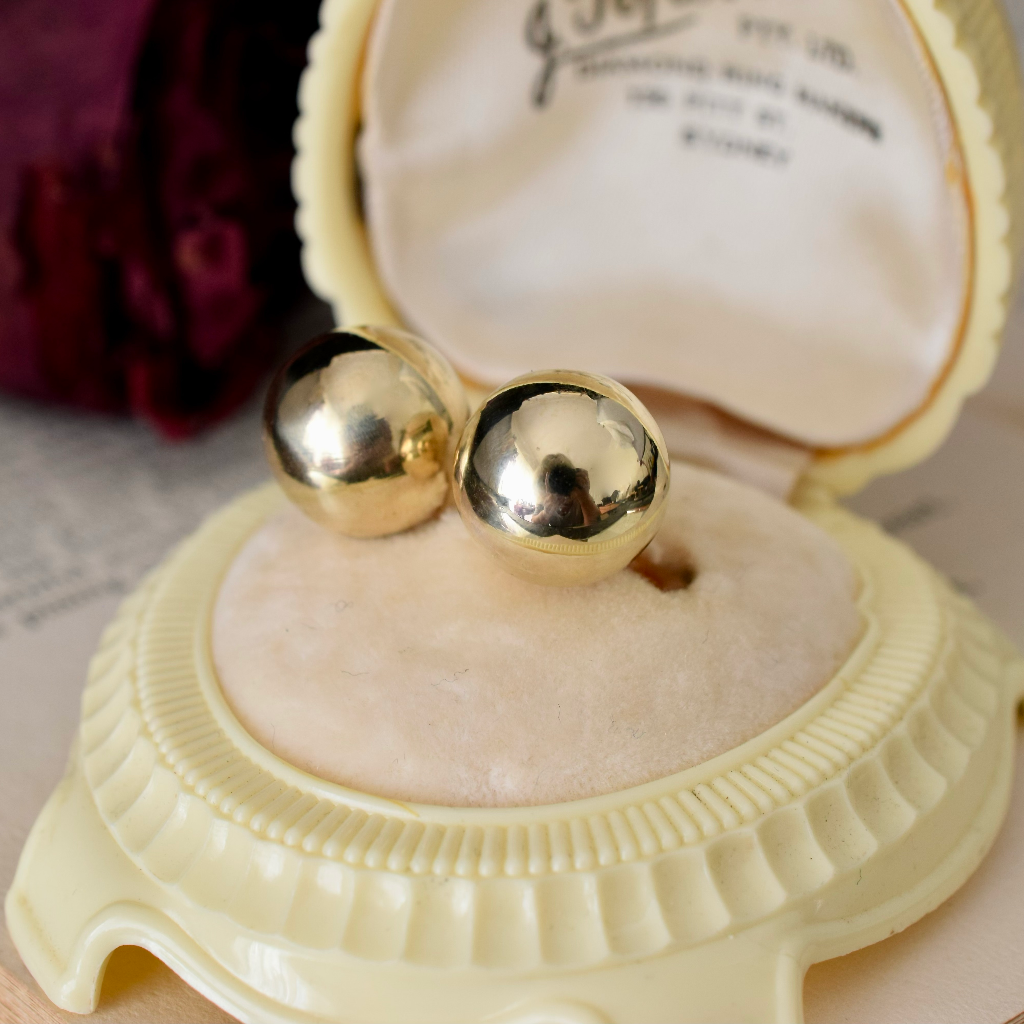 Modern Large 9ct Yellow Gold ‘Ball’ Earrings