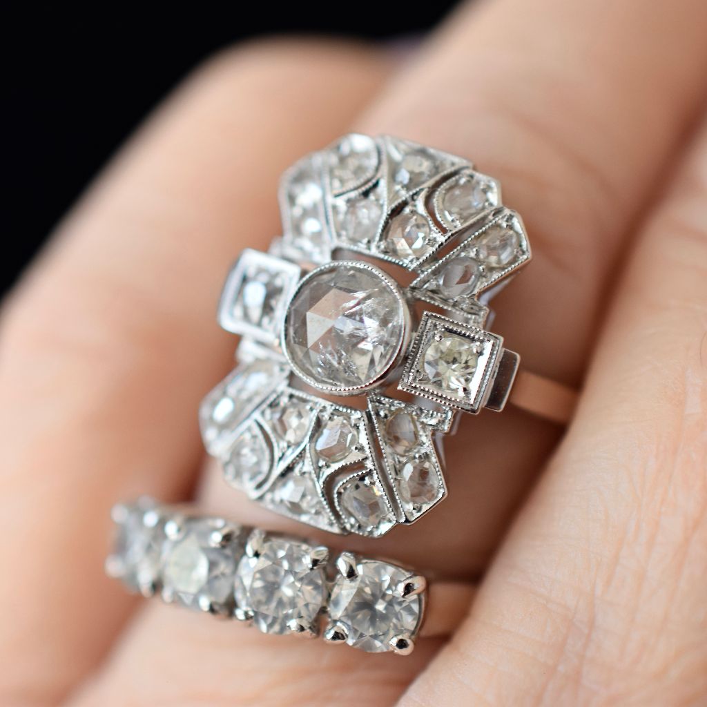 Antique Art Deco 18ct White Gold Diamond Ring Circa 1920.   (Included in Purchase Independent Valuation for - $9,000)