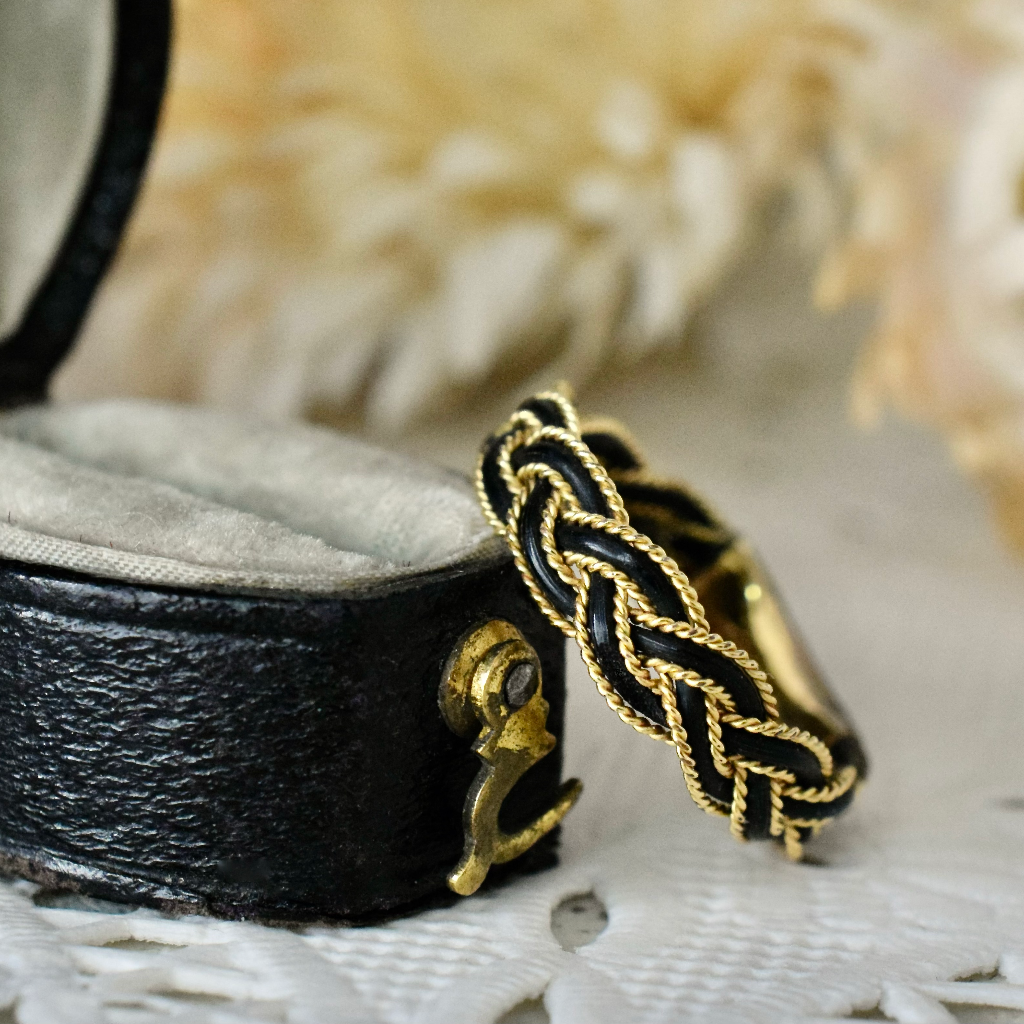 Vintage *Rolled Gold* British Raj Era Braided Elephant Hair Ring