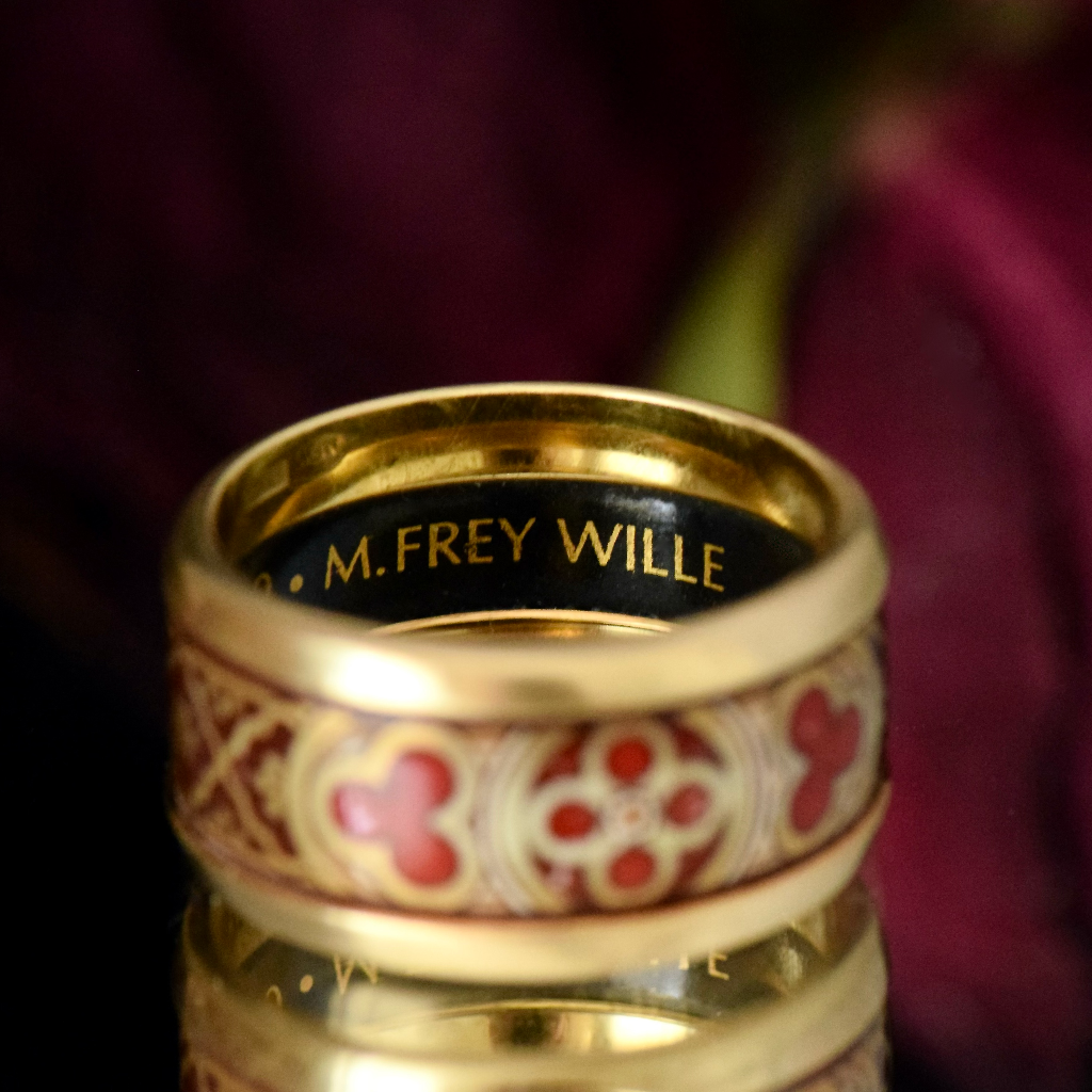 Modern 18ct Yellow gold And Enamel Wide Cigar Band By ‘Frey Wille’