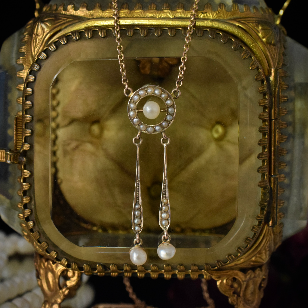 Antique Australian 9ct Gold And Pearl Negligee Pendant By Duggin, Shappere And Co. Circa 1915