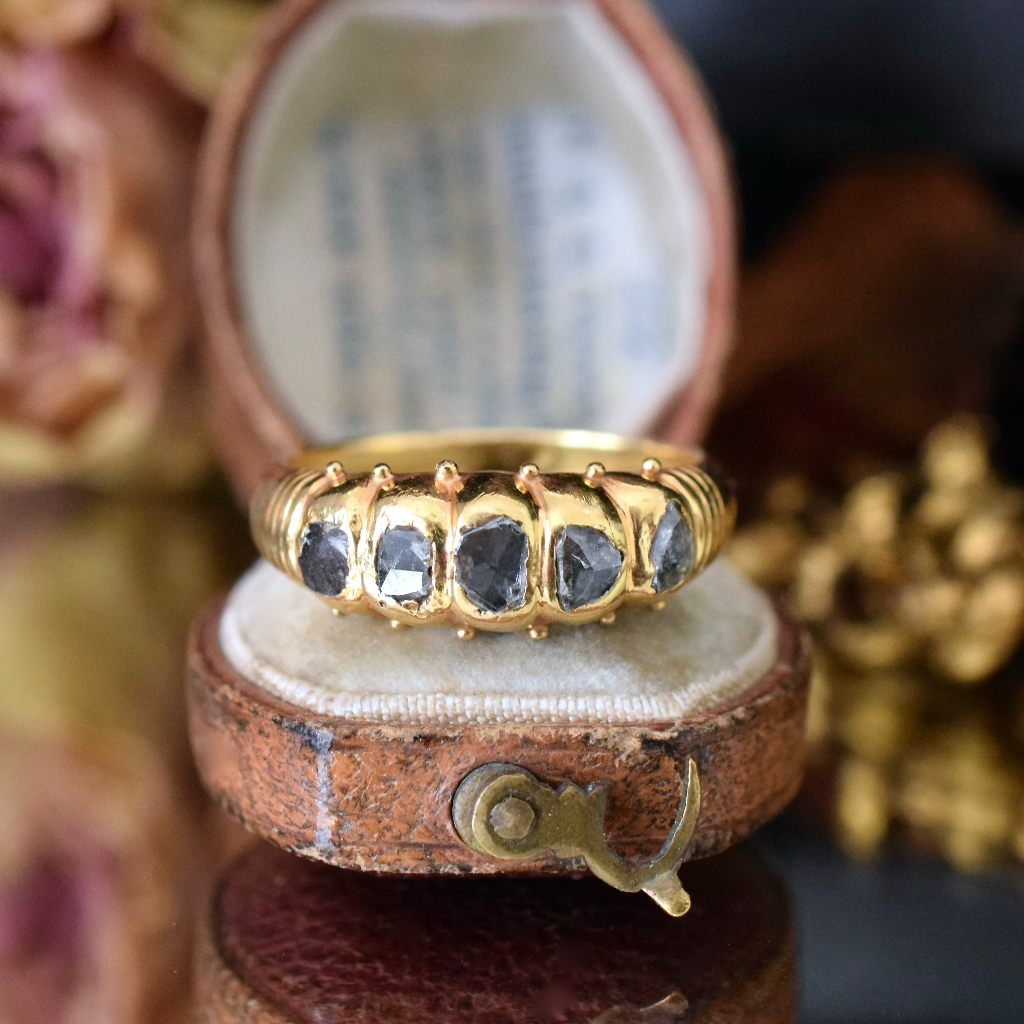 Georgian Or Georgian Style 18ct Yellow Gold And Black Rough Rose Cut Diamond Ring