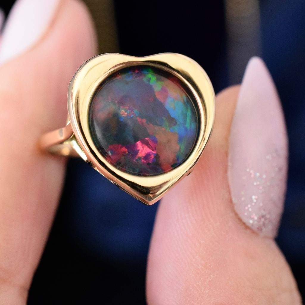Vintage 14ct Yellow Gold Opal Triplet ‘Heart’ Ring