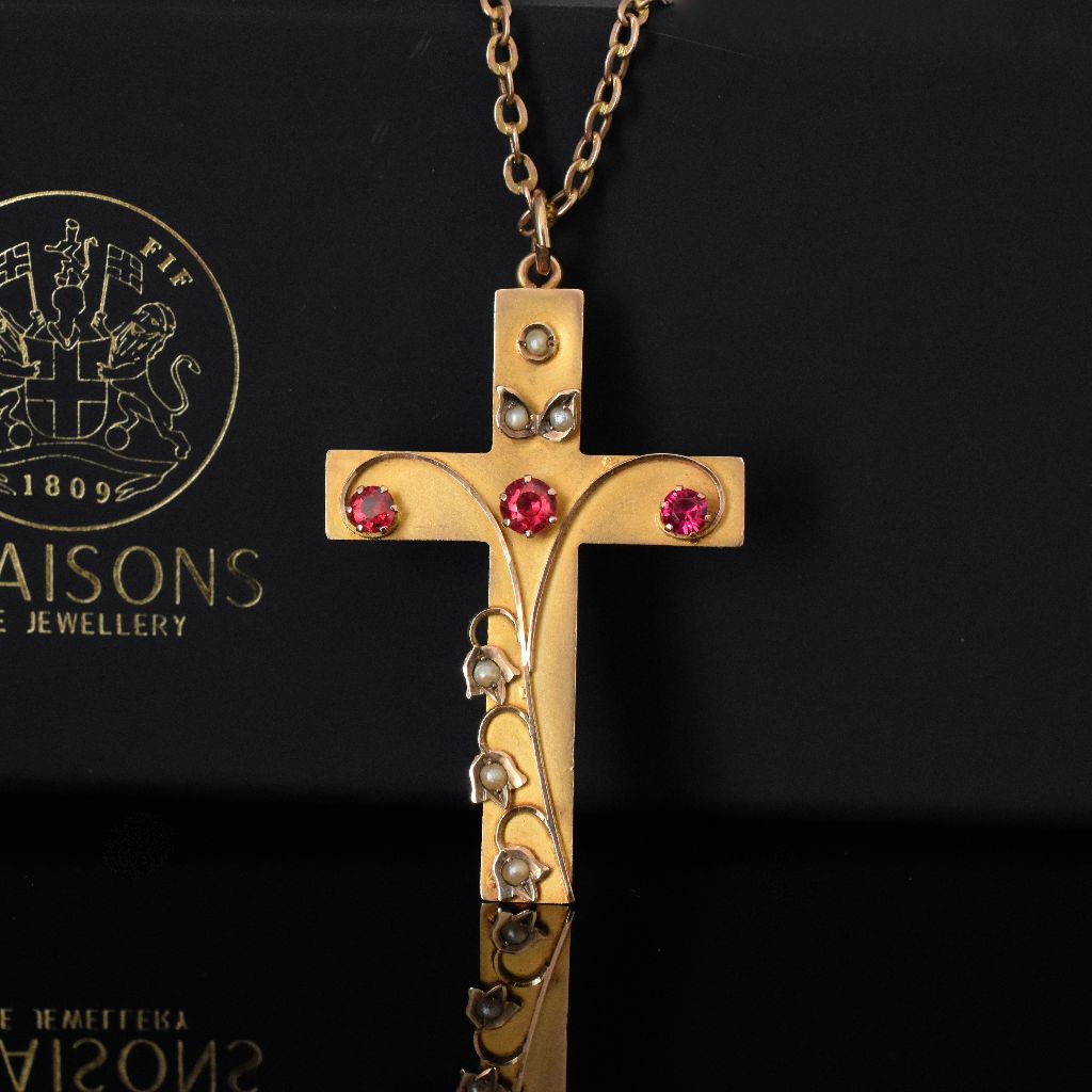 Antique Australian Art Nouveau/Edwardian 9ct Rose Gold Crucifix By Willis And Sons Circa 1905