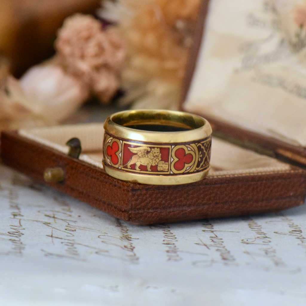 Modern 18ct Yellow gold And Enamel Wide Cigar Band By ‘Frey Wille’
