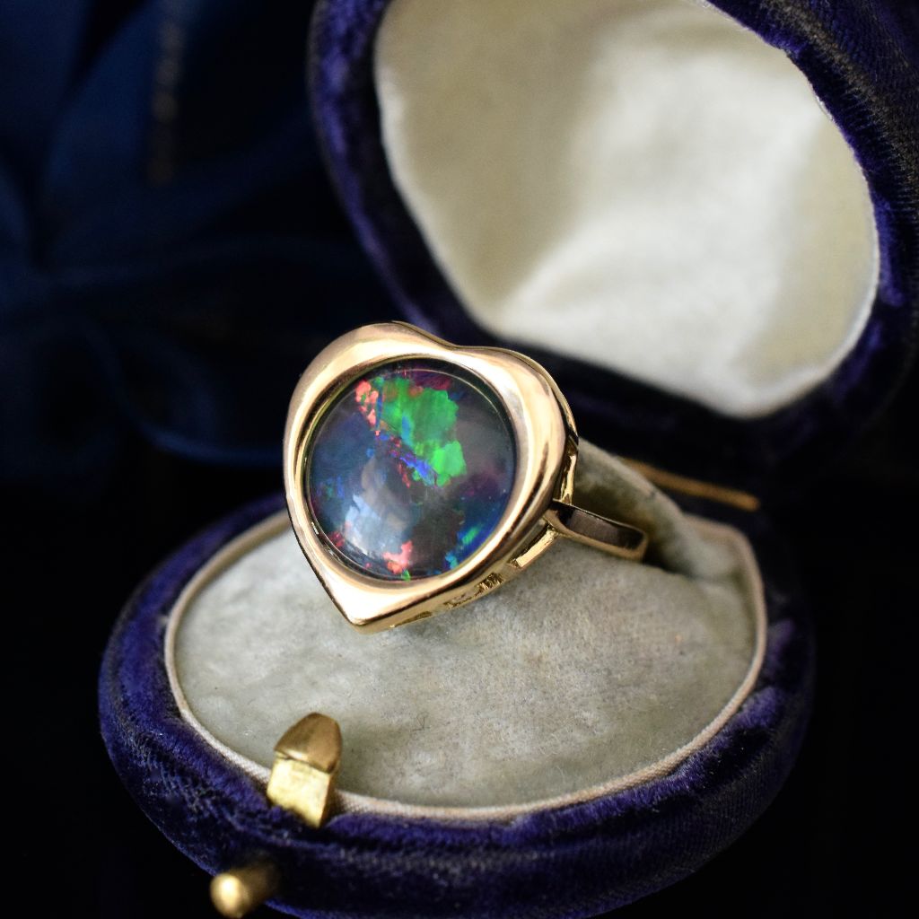 Vintage 14ct Yellow Gold Opal Triplet ‘Heart’ Ring
