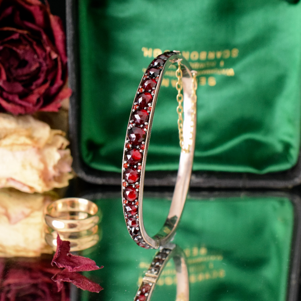 Antique Victorian Bohemian Garnet Bangle Circa 1895