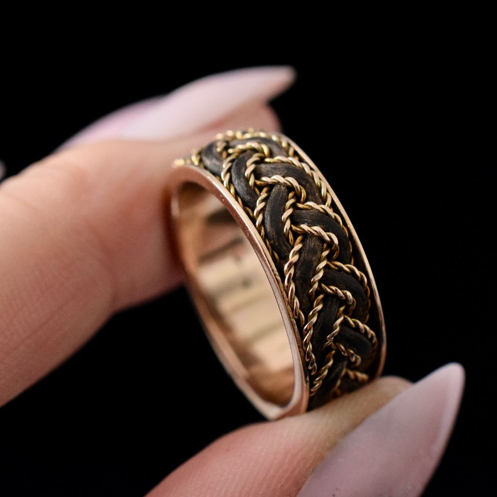 Vintage 9ct Rose Gold Braided Elephant Hair Ring