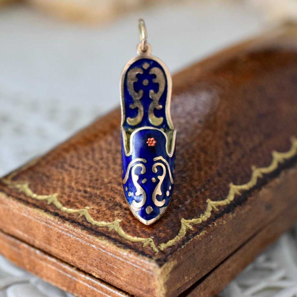 Vintage Enamel and 14ct Rose Gold ‘Slipper’ Charm/Pendant