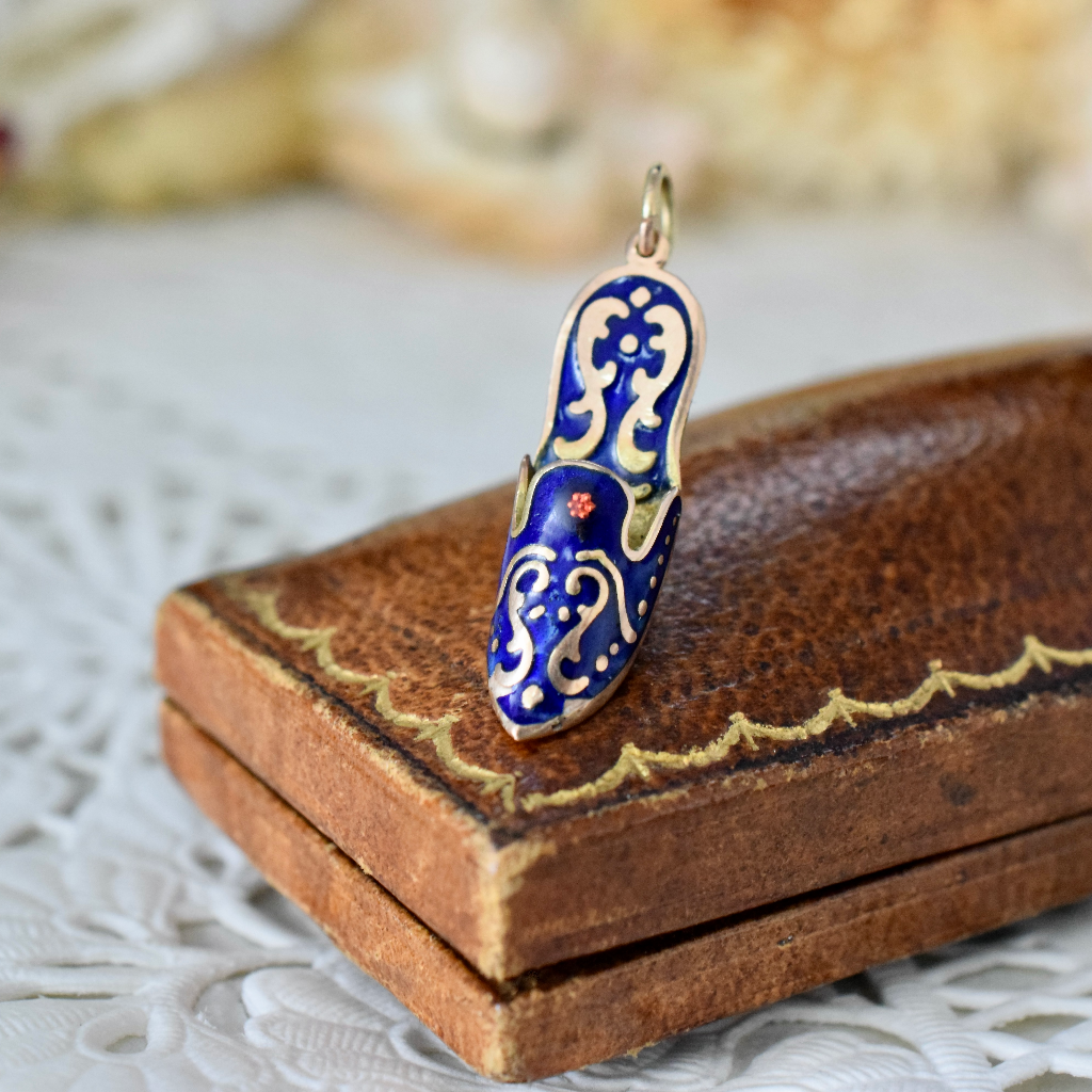 Vintage Enamel and 14ct Rose Gold ‘Slipper’ Charm/Pendant