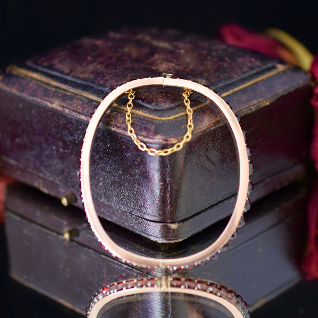Antique Victorian Bohemian Garnet Bangle Circa 1895