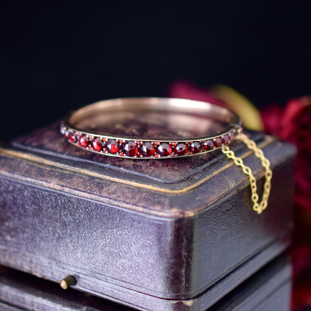 Antique Victorian Bohemian Garnet Bangle Circa 1895