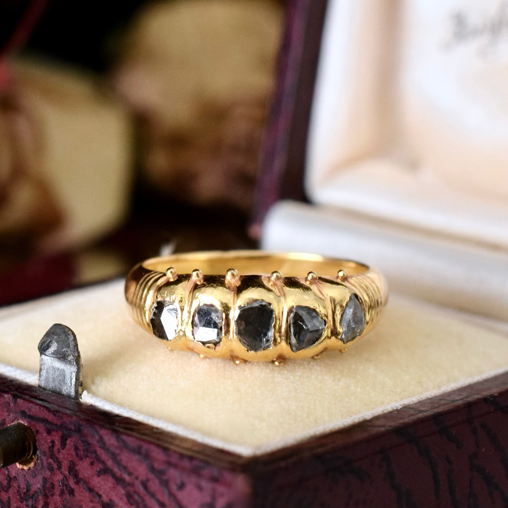 Georgian Or Georgian Style 18ct Yellow Gold And Black Rough Rose Cut Diamond Ring