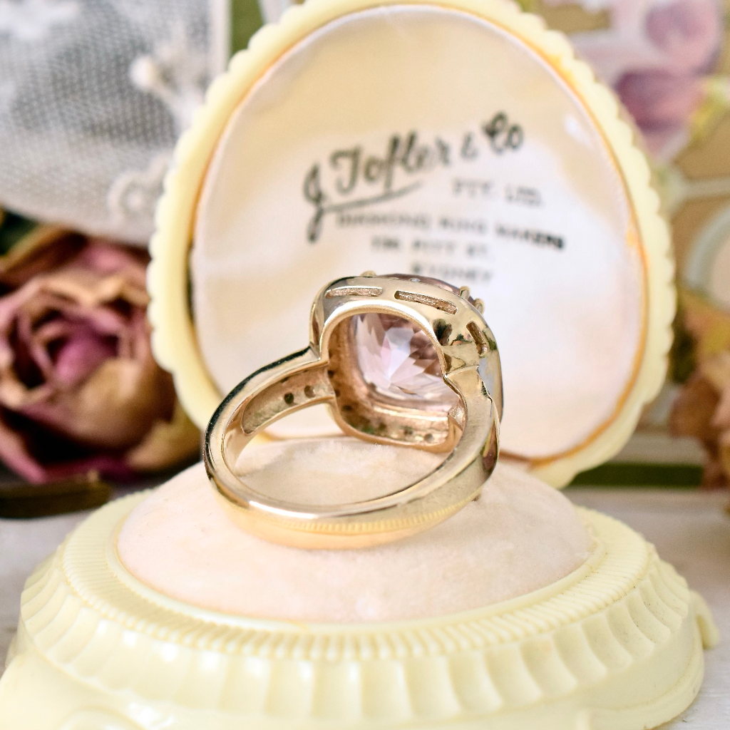 Modern 9ct Yellow Gold Amethyst And Diamond Halo Ring