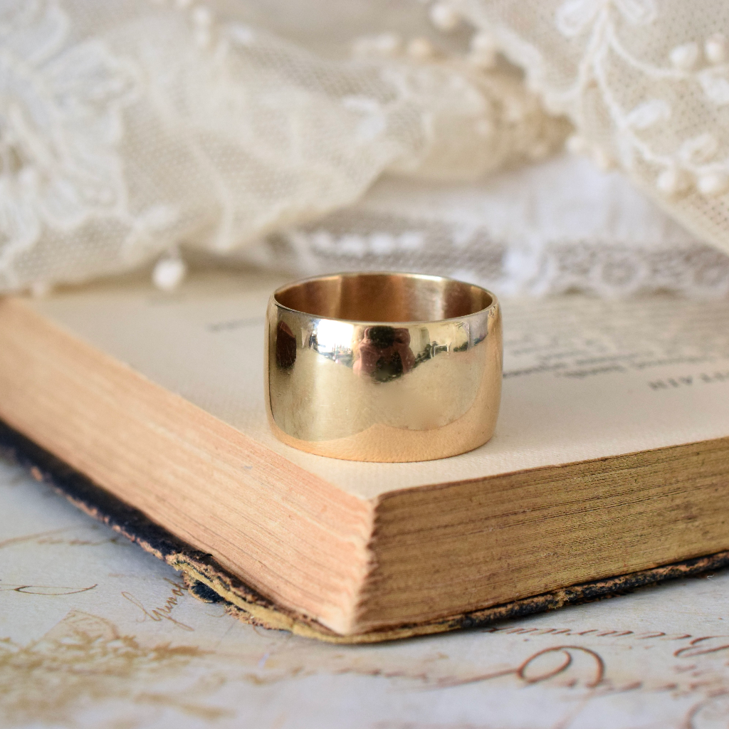 Modern 9ct Yellow Gold Wide Cigar Band (1.2cm wide)