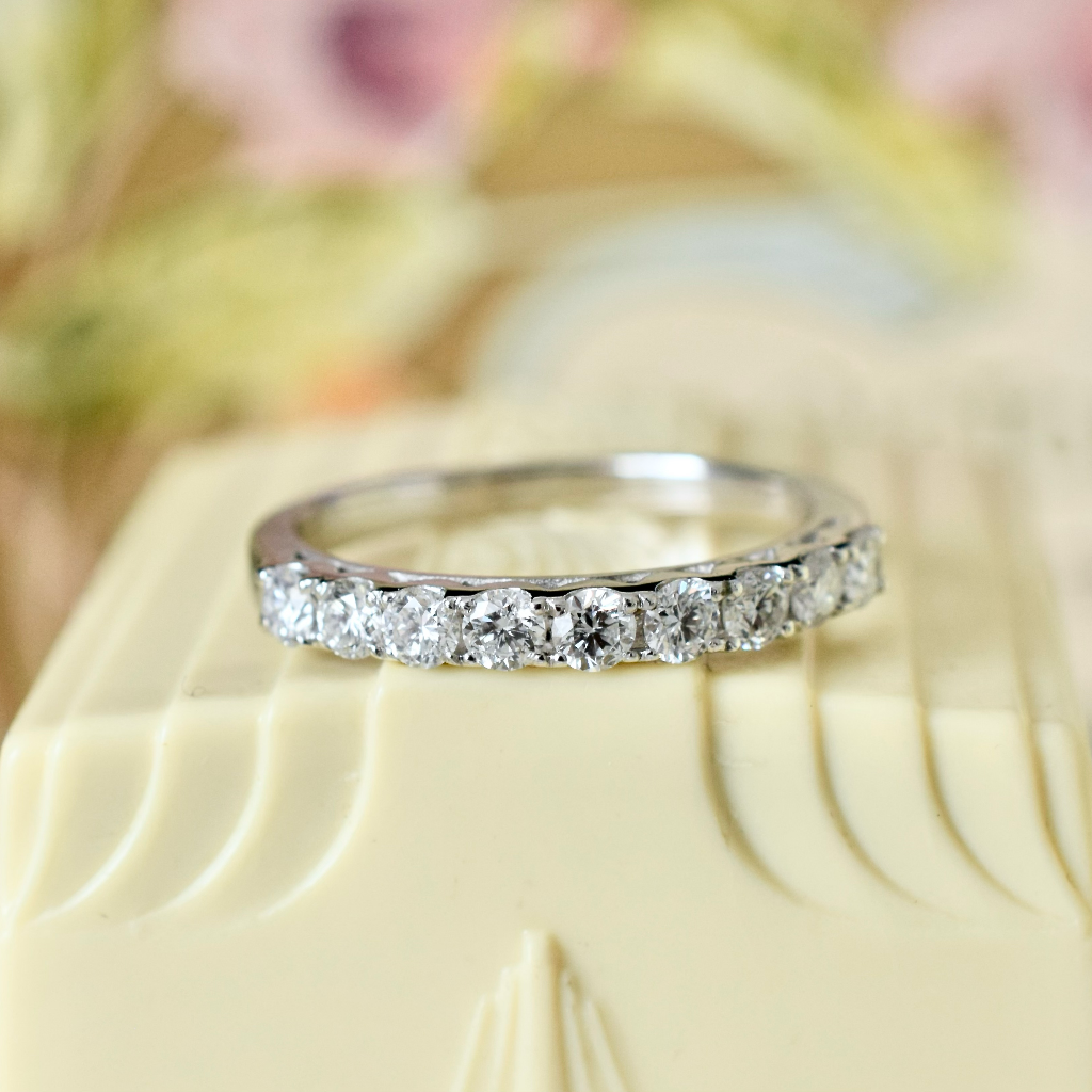 Modern 18ct White Gold Diamond Half Hoop Ring 0.55ct