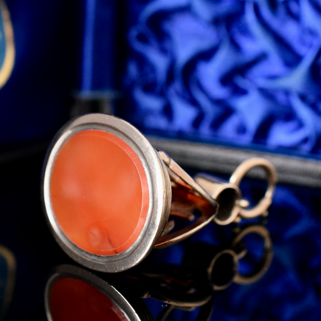 Antique Victorian Gold *Cased* Carnelian Anchor Fob Seal Circa 1890