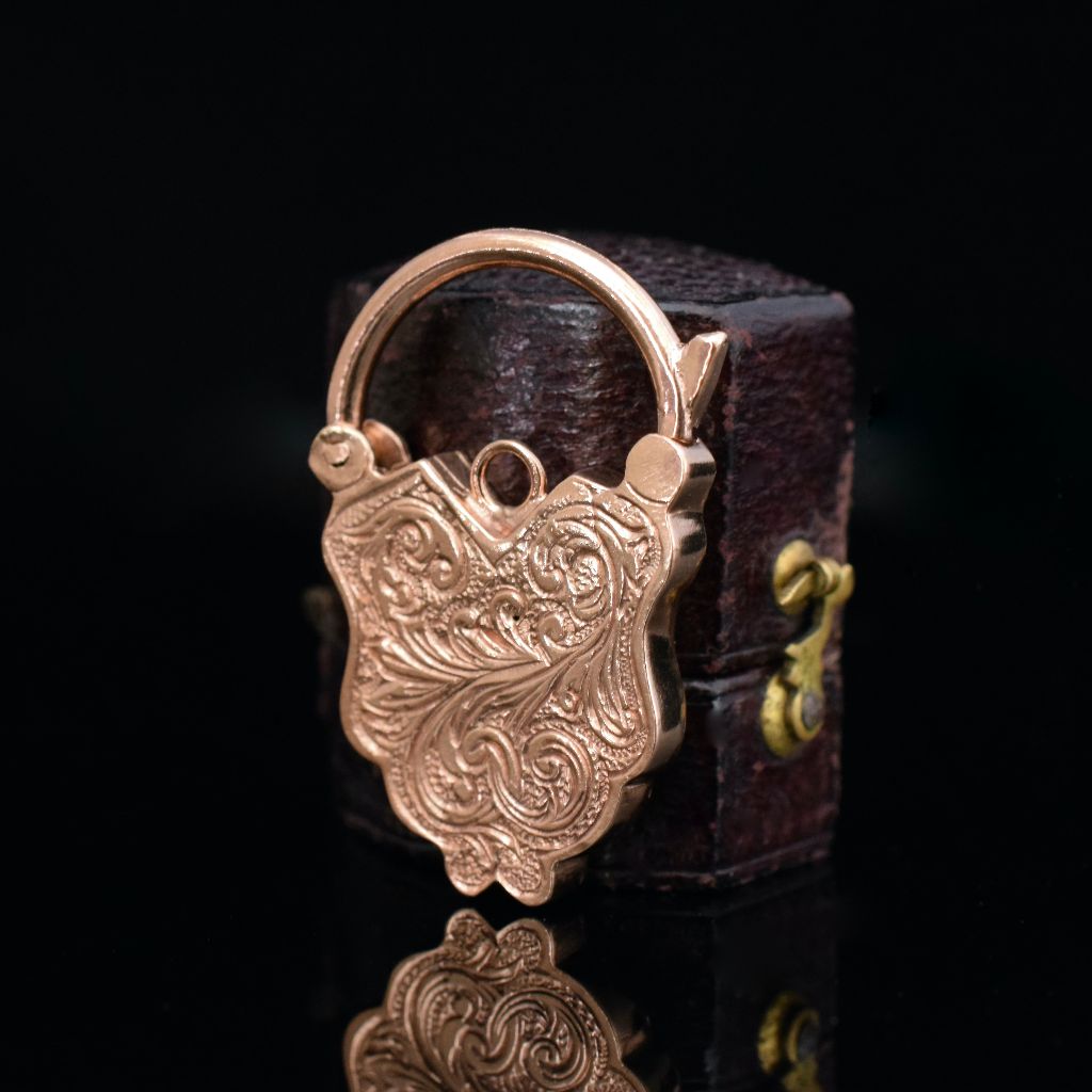 Modern Antique Style 9ct Rose Gold Padlock Clasp