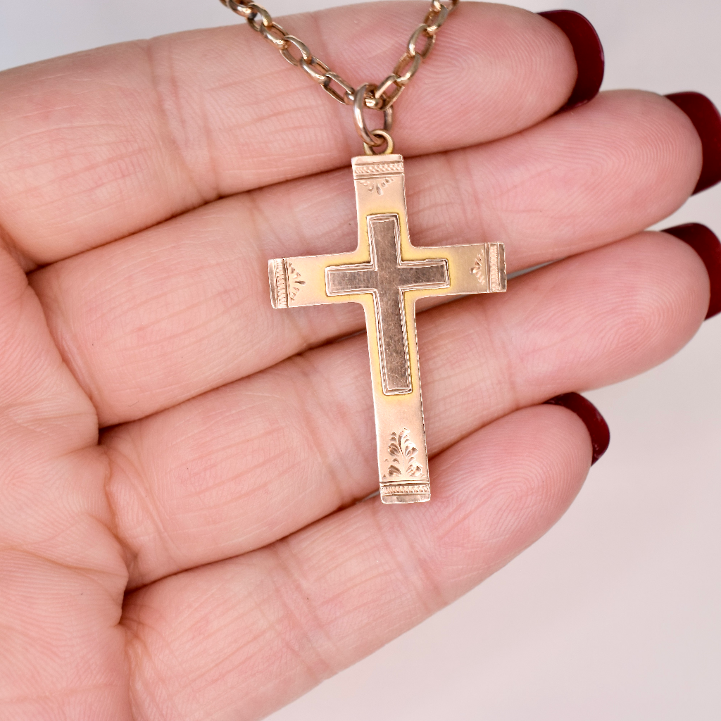 Antique Australian 9ct Rose Gold Willis and Sons Crucifix circa 1910