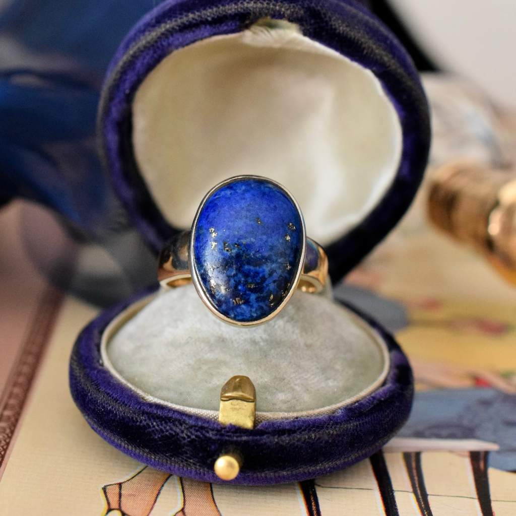 Vintage 14ct Yellow Gold And Lapis Lazuli Ring