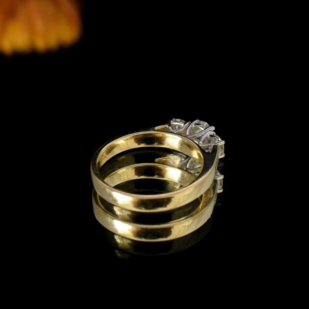 Modern 18ct Yellow Gold And Diamond Trilogy Ring 0.70ct (Independent Valuation Included In Purchase For $6,800)