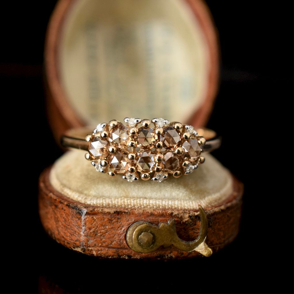Modern 9ct Gold Champagne And White Diamond Ring (Independent Valuation Included In Purchase For - $3,500)
