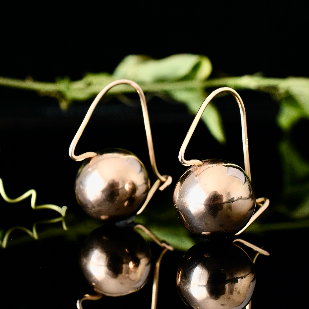 Modern 9ct Rose Gold 1.4cm Round ‘Euro Ball’ Earrings