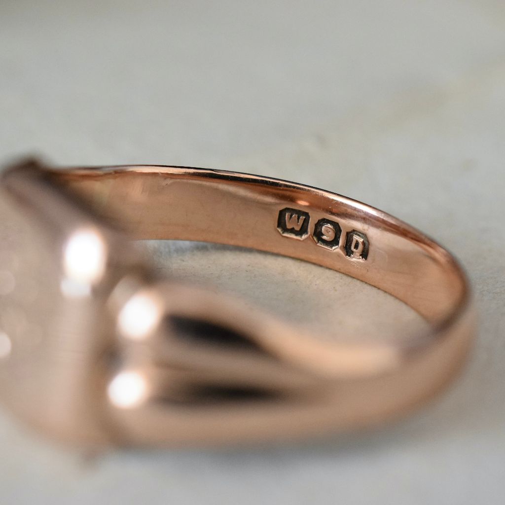 Antique Australian 9ct Rose Gold Signet Ring By William Dunkling Circa 1915