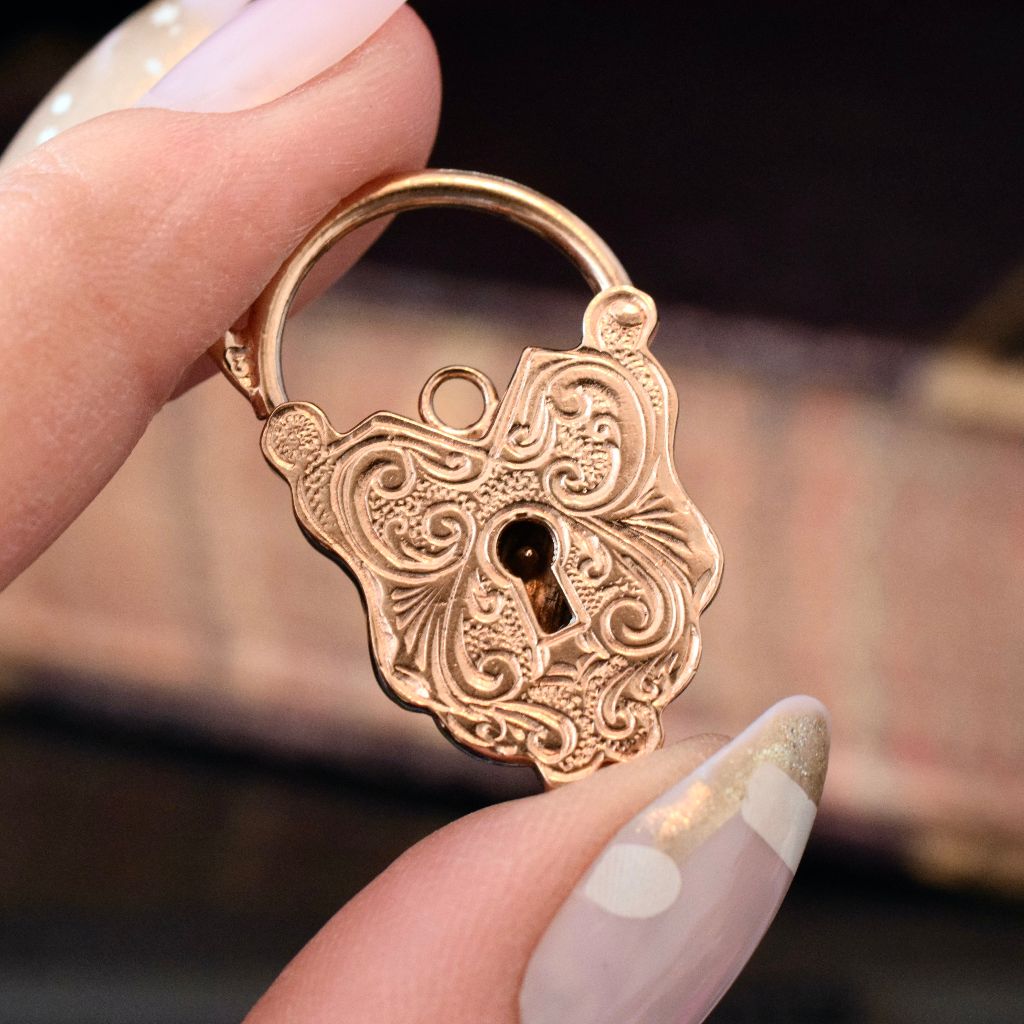 Modern Antique Style 9ct Rose Gold Padlock Clasp